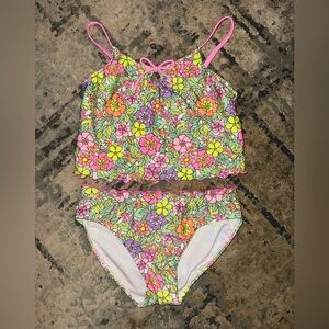 Cat & Jack Girls Floral Tankini Bikini - Pink, Green, Purple, Orange, Yellow
